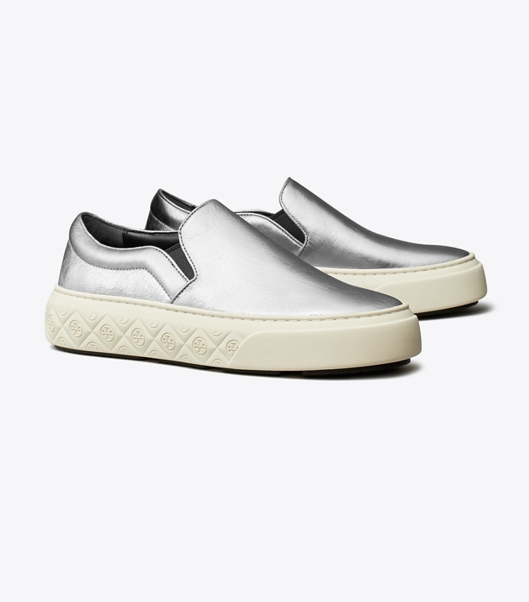 TORY BURCH LADYBUG SLIP-ON SNEAKER - Silver - Click Image to Close