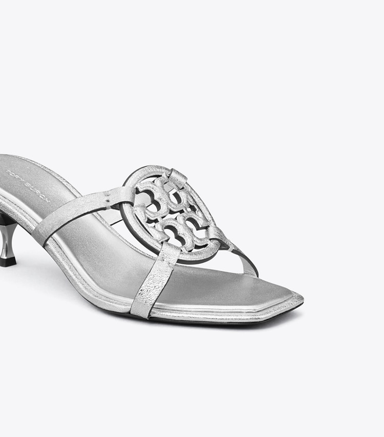 TORY BURCH MILLER BOMBe LOW HEEL SANDAL - Silver