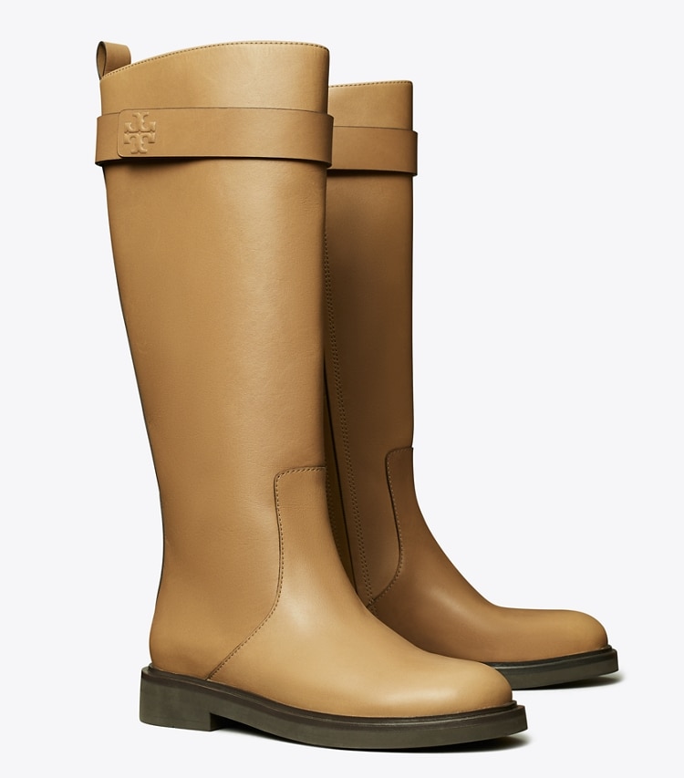 TORY BURCH DOUBLE T UTILITY BOOT - Almond Flour - Click Image to Close