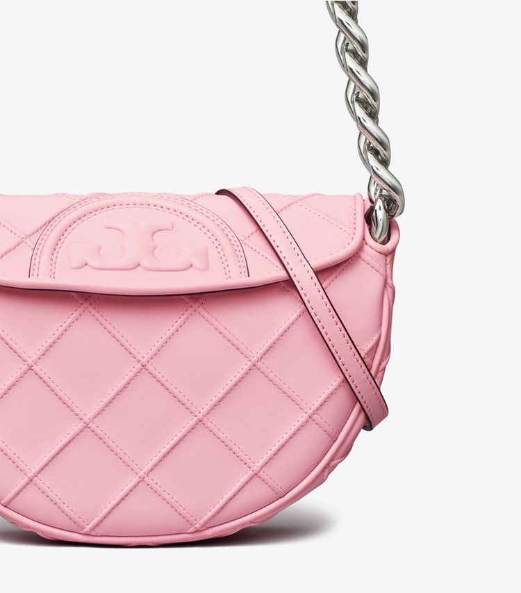 TORY BURCH MINI FLEMING SOFT CRESCENT BAG - Plie Pink