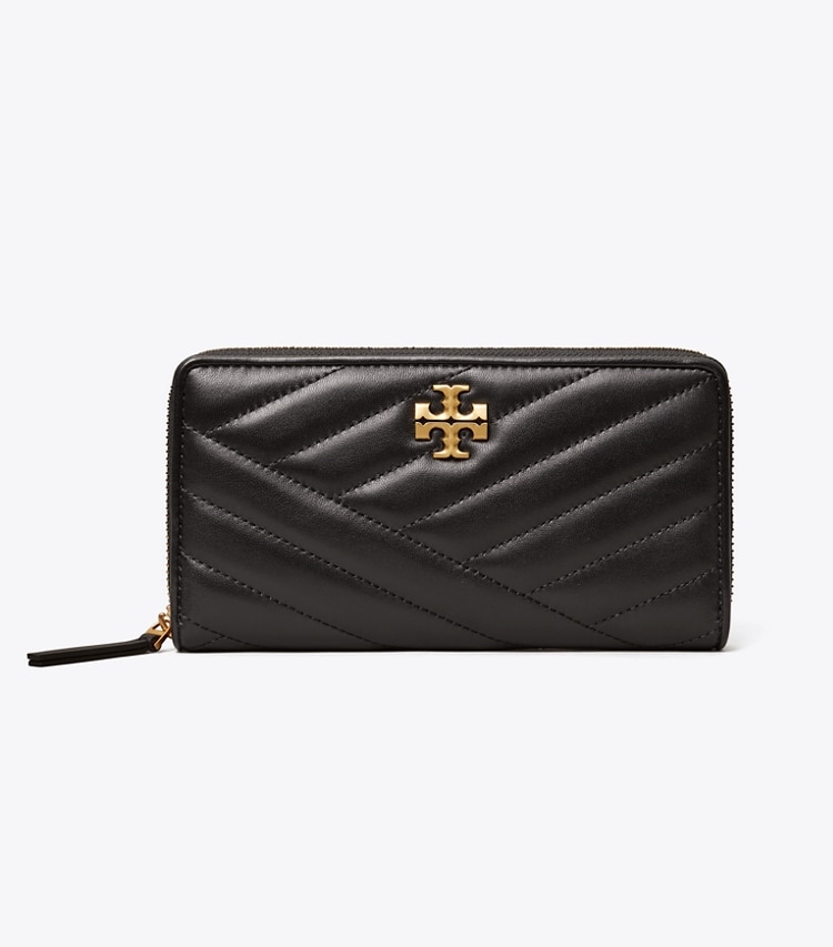 TORY BURCH KIRA CHEVRON ZIP CONTINENTAL WALLET - Black