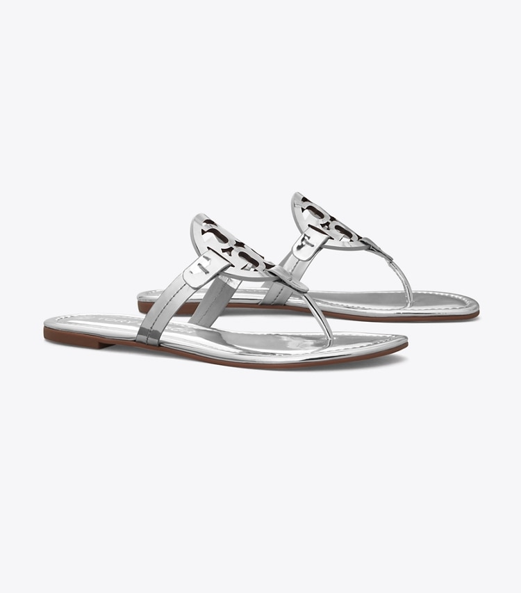 TORY BURCH MILLER METALLIC SANDAL - Silver