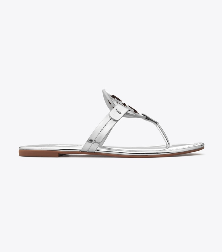 TORY BURCH MILLER METALLIC SANDAL - Silver