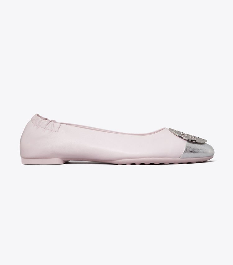 TORY BURCH CLAIRE CAP-TOE BALLET - Light Lavender / Silver