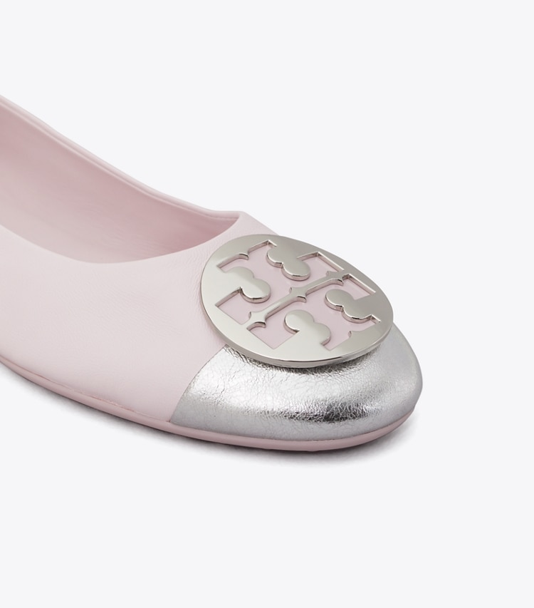 TORY BURCH CLAIRE CAP-TOE BALLET - Light Lavender / Silver