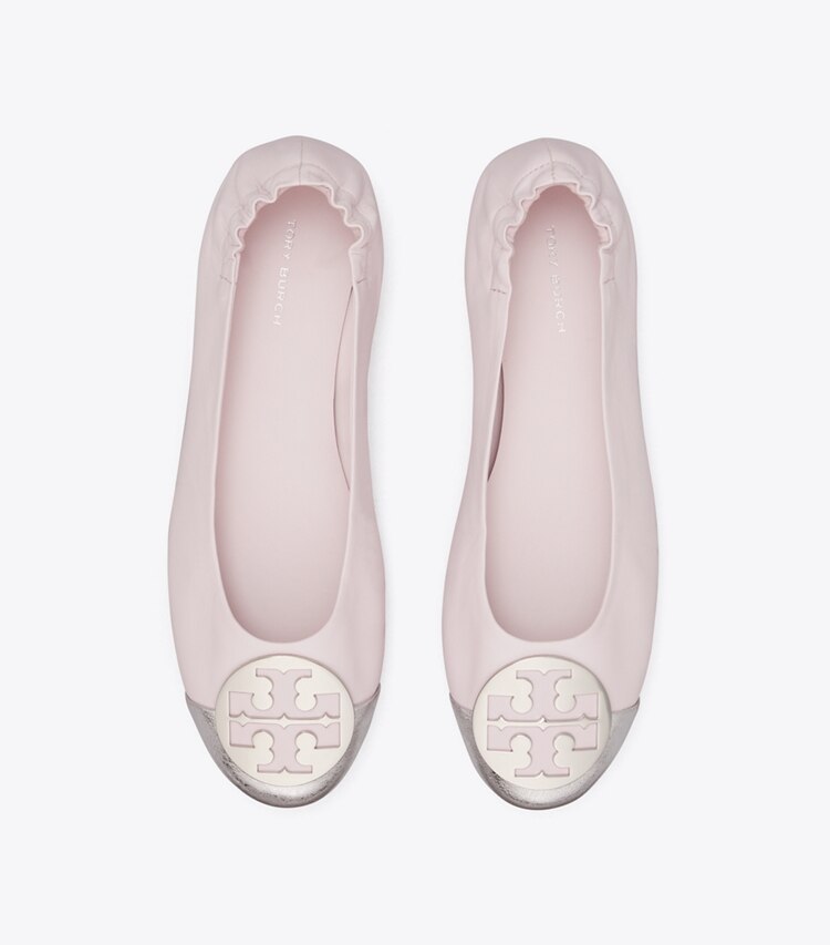 TORY BURCH CLAIRE CAP-TOE BALLET - Light Lavender / Silver