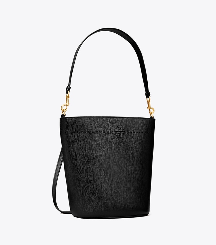 TORY BURCH MCGRAW BUCKET BAG - Black - Click Image to Close