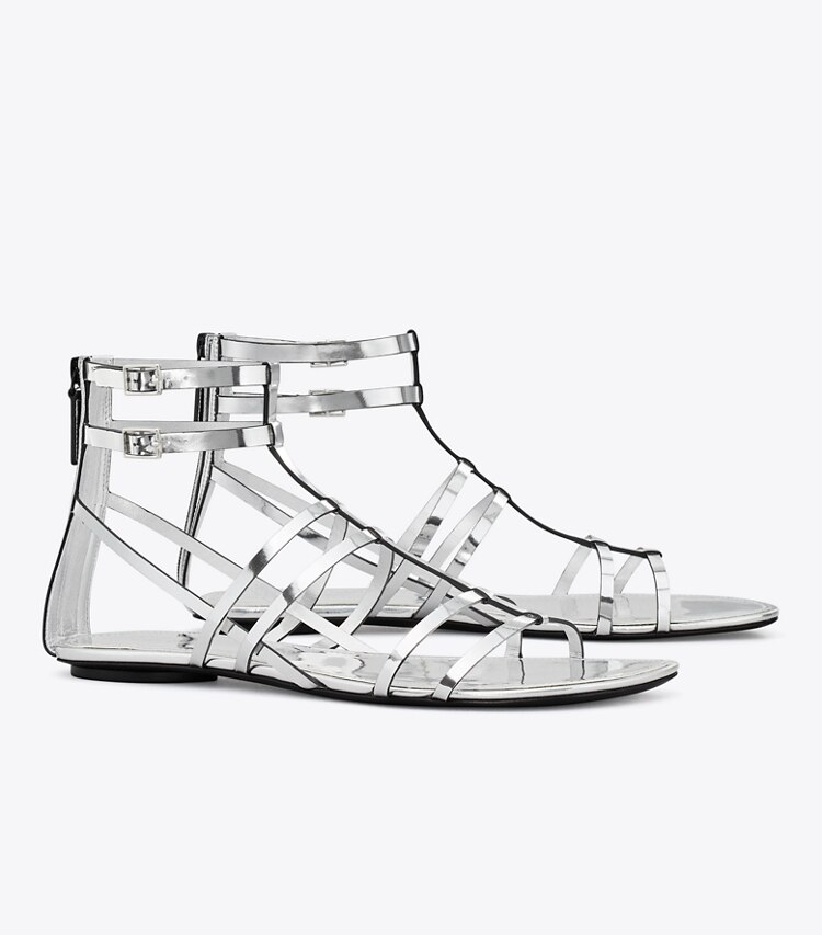 TORY BURCH CAPRI GLADIATOR SANDAL - Argento - Click Image to Close