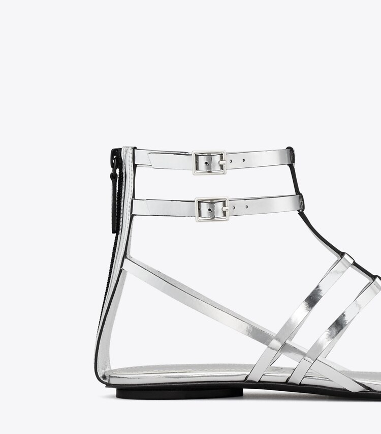 TORY BURCH CAPRI GLADIATOR SANDAL - Argento