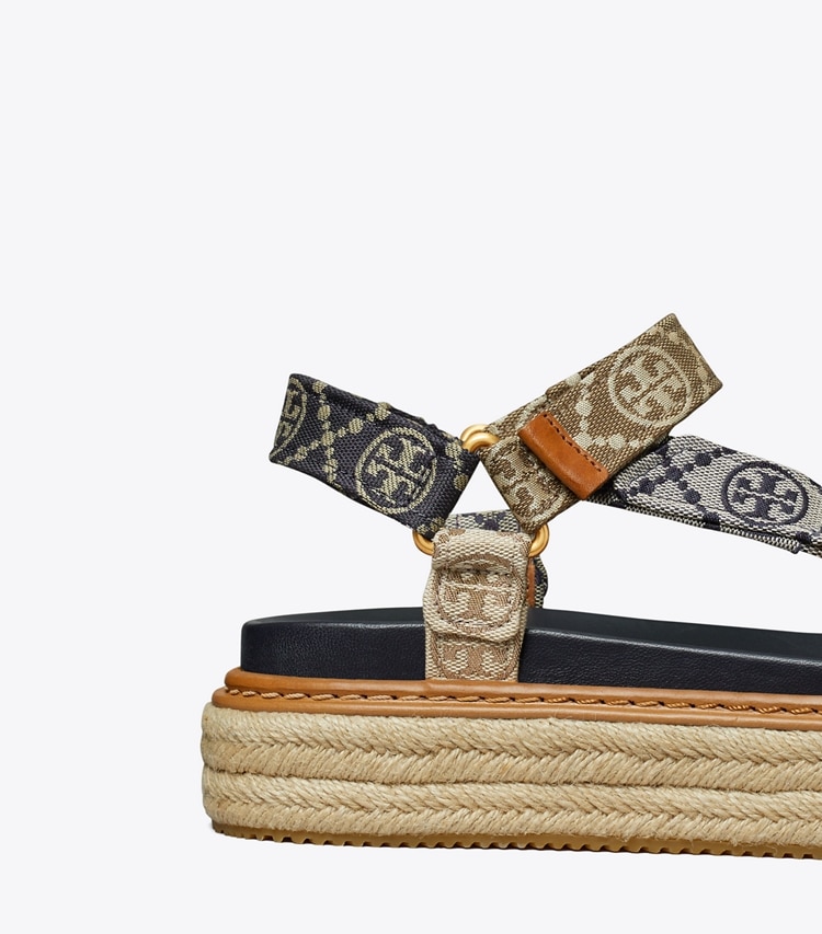 TORY BURCH T MONOGRAM ROPE SPORT SANDAL - Perfect Navy / Inverse Navy / Hazelnut