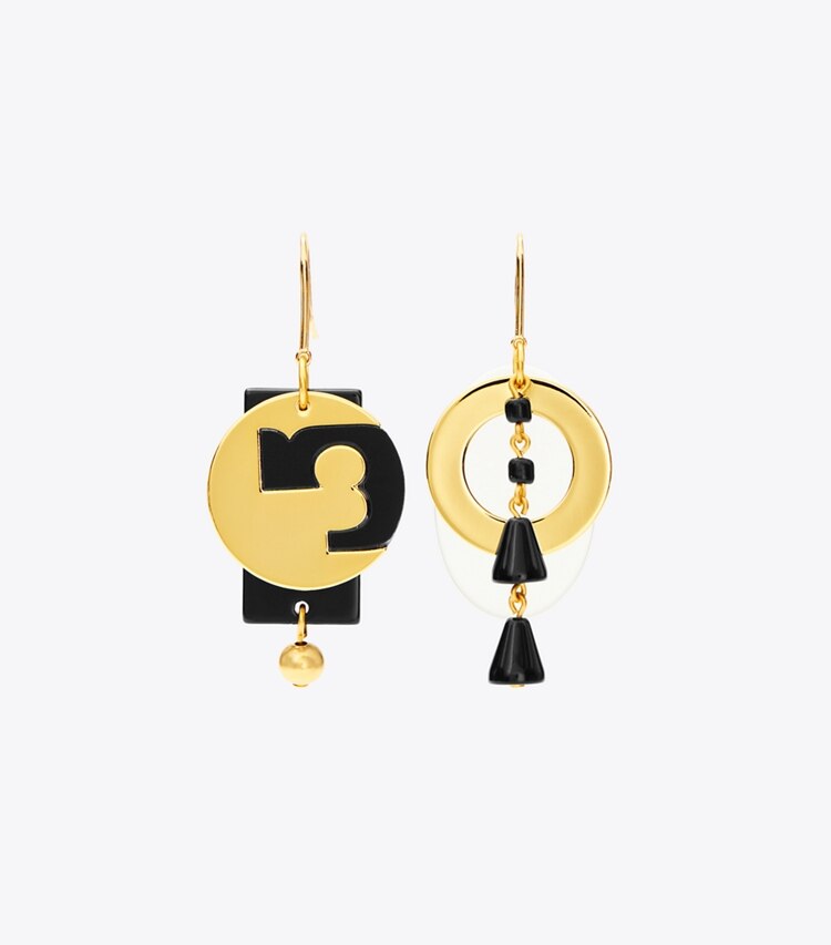 TORY BURCH GALAXY DROP EARRING - Tory Gold / Black / Multi