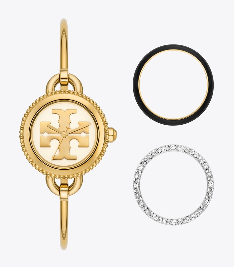 TORY BURCH MILLER BANGLE WATCH, GOLD-TONE STAINLESS STEEL - Ivory/Gold/Multi Toprings