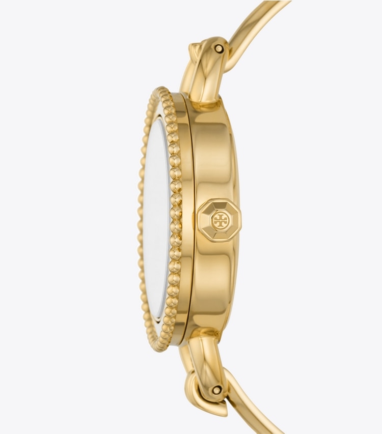 TORY BURCH MILLER BANGLE WATCH, GOLD-TONE STAINLESS STEEL - Ivory/Gold/Multi Toprings