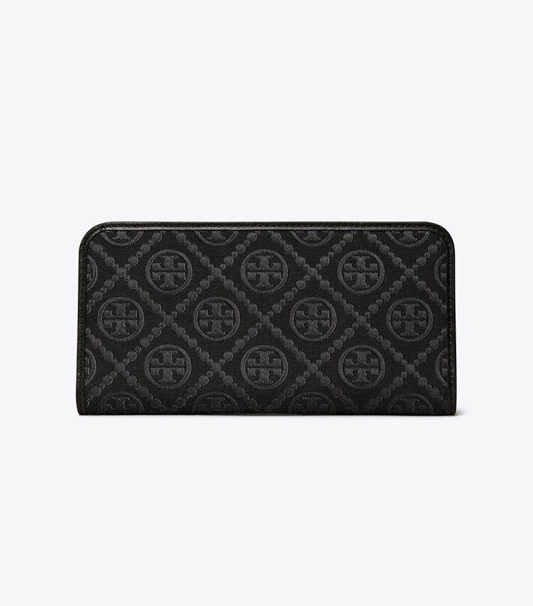 TORY BURCH T MONOGRAM ZIP SLIM WALLET - Black