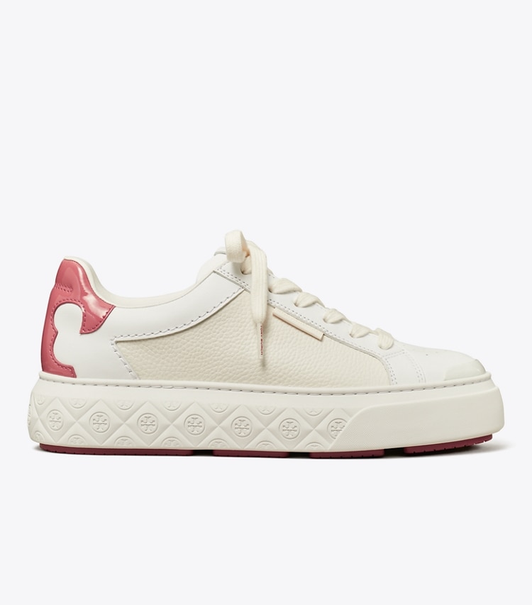 TORY BURCH LADYBUG SNEAKER - Titanium White / Washed Berry