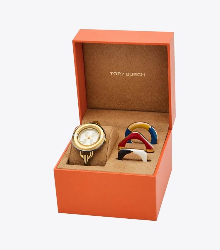 TORY BURCH MILLER WATCH GIFT SET, MULTI-COLOR/GOLD-TONE/STAINLESS STEEL - Ivory/Gold/Multi-Tone