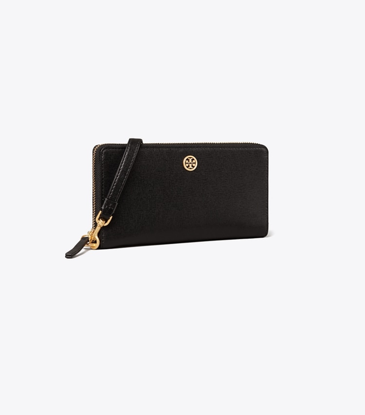 TORY BURCH ROBINSON ZIP CONTINENTAL WALLET - Black - Click Image to Close