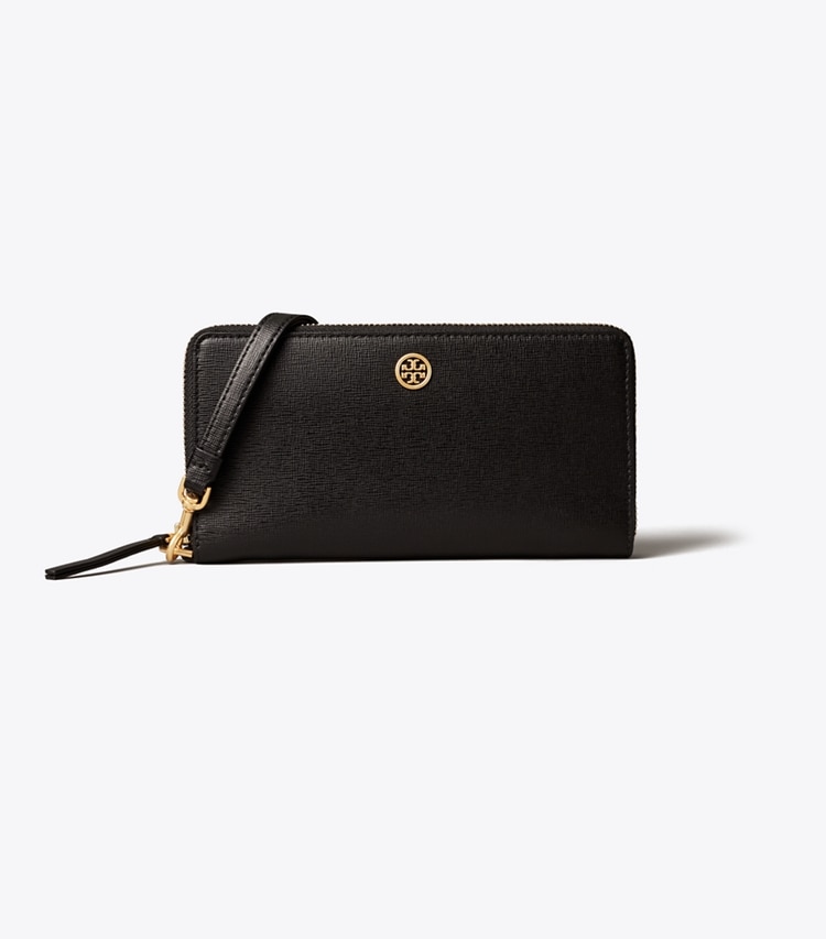 TORY BURCH ROBINSON ZIP CONTINENTAL WALLET - Black