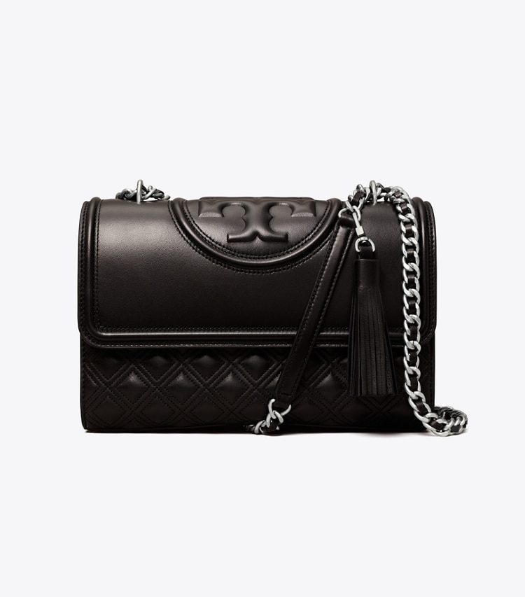 TORY BURCH FLEMING CONVERTIBLE SHOULDER BAG - Black / Silver