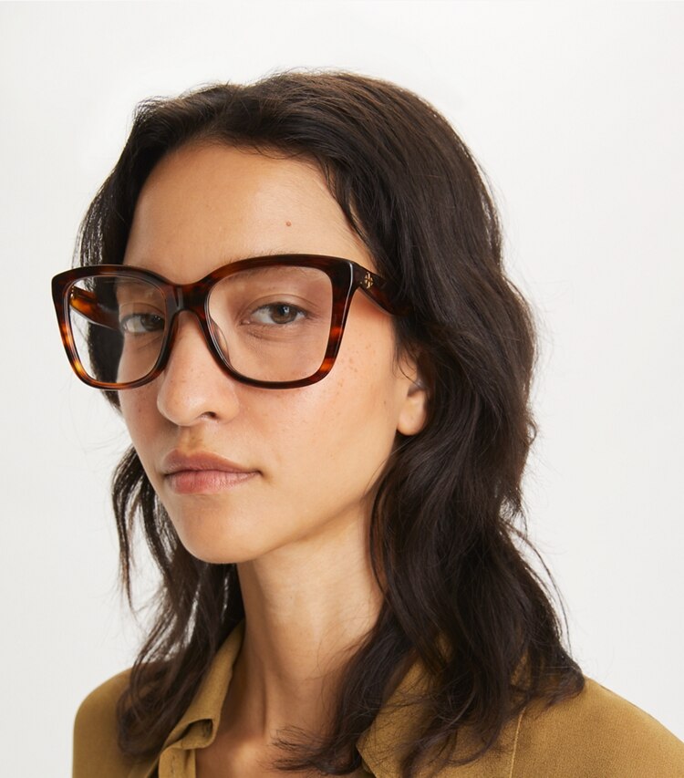 TORY BURCH KIRA SQUARE EYEGLASSES - Dark Wood