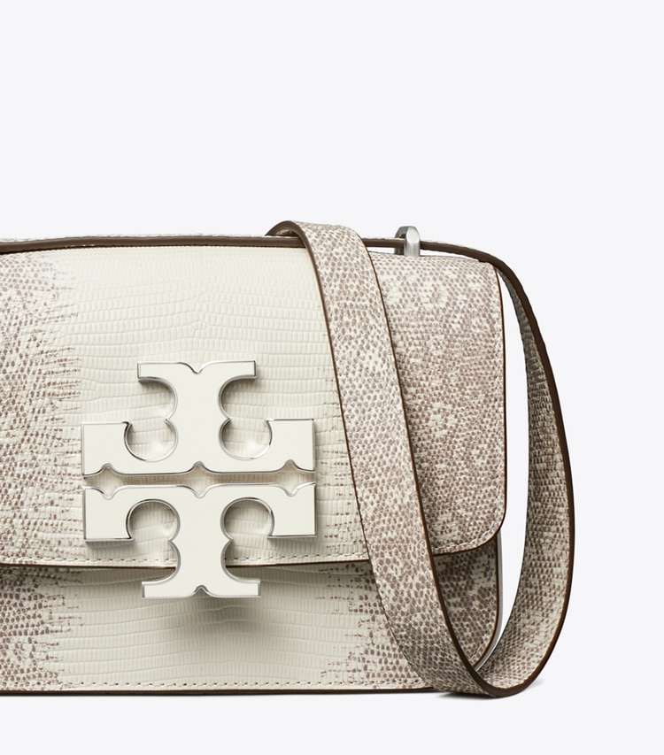 TORY BURCH SMALL ELEANOR LIZARD-EMBOSSED BAG - Cool White