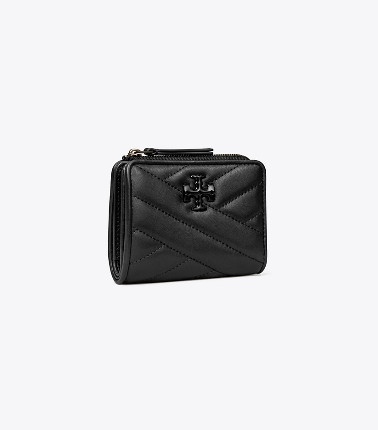 TORY BURCH KIRA CHEVRON POWDER COATED BI-FOLD WALLET - Black - Click Image to Close