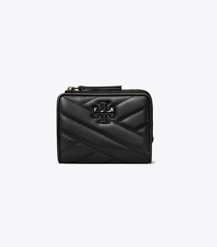 TORY BURCH KIRA CHEVRON POWDER COATED BI-FOLD WALLET - Black