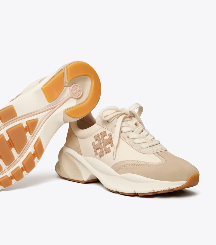 TORY BURCH GOOD LUCK TRAINER - French Pearl / Dulce De Leche / Biscotti