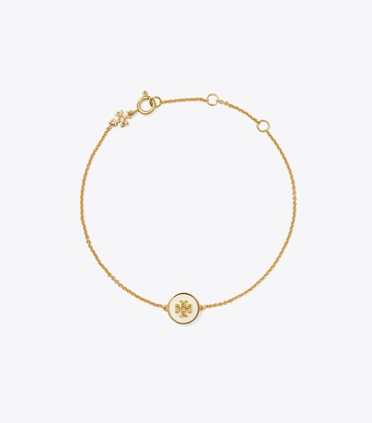 TORY BURCH KIRA ENAMEL CHAIN BRACELET - Tory Gold / New Ivory - Click Image to Close