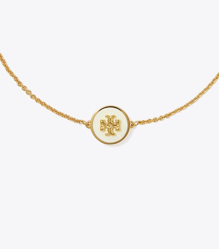 TORY BURCH KIRA ENAMEL CHAIN BRACELET - Tory Gold / New Ivory