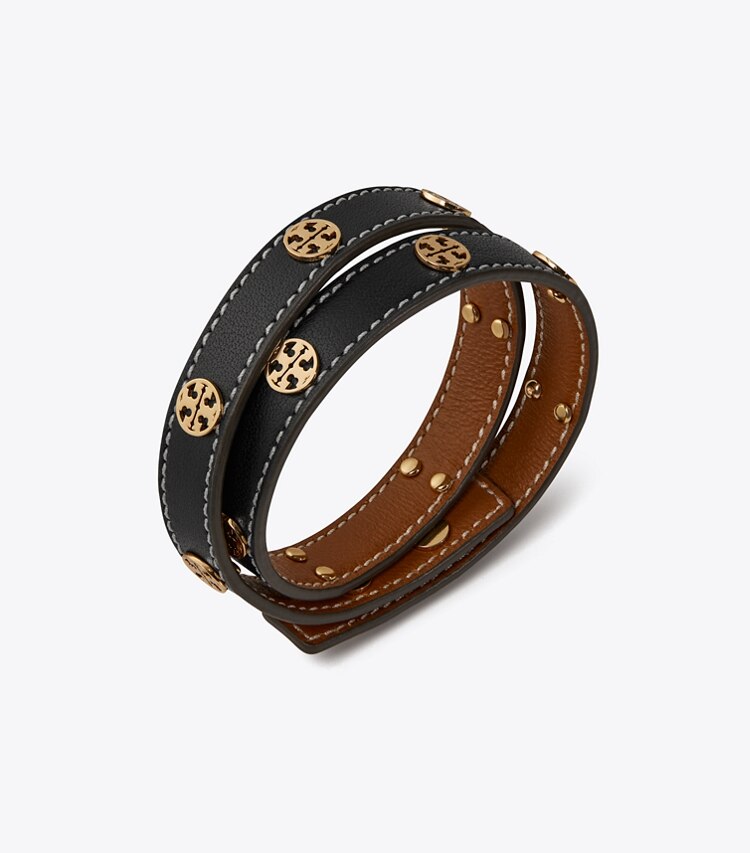 TORY BURCH MILLER DOUBLE-WRAP BRACELET - Tory Gold / Black