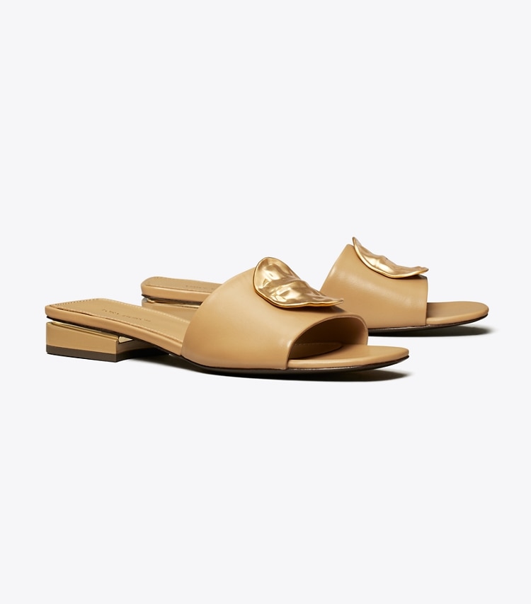 TORY BURCH PATOS MULE SANDAL - Ginger Shortbread / Gold / Gold