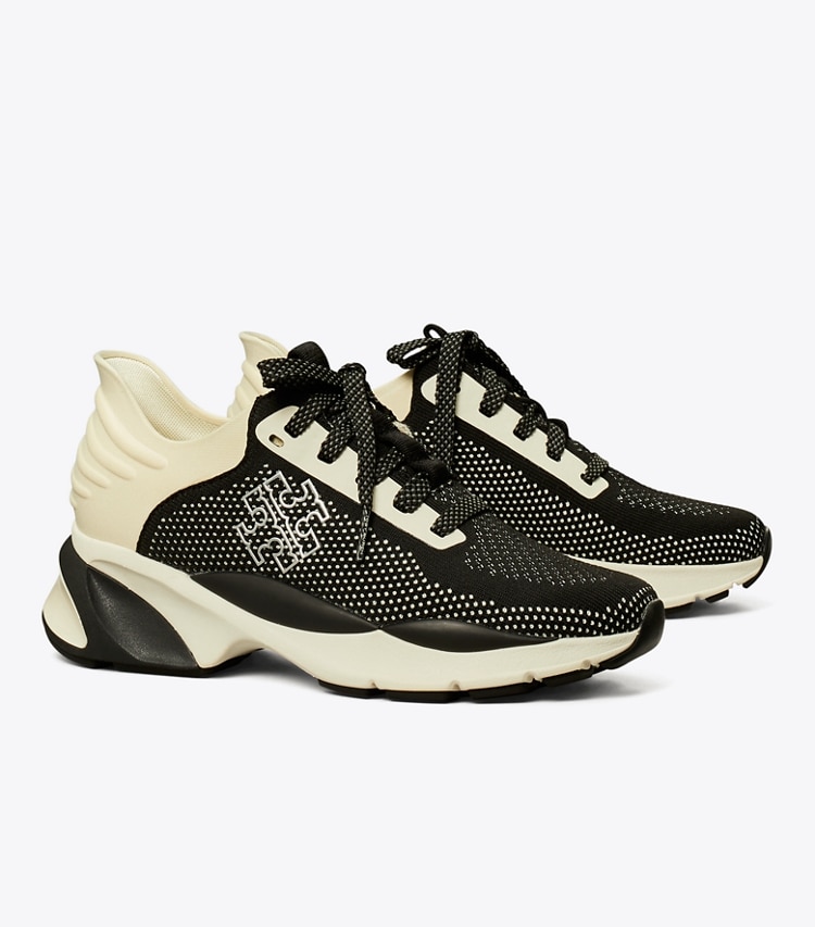 TORY BURCH GOOD LUCK KNIT TRAINER - Black / New Ivory