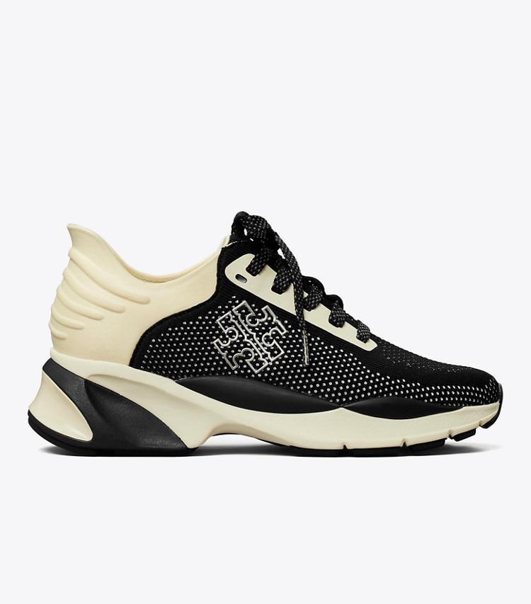 TORY BURCH GOOD LUCK KNIT TRAINER - Black / New Ivory