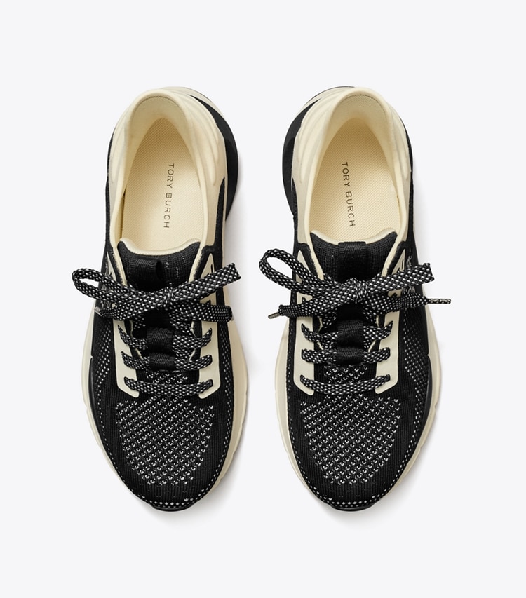 TORY BURCH GOOD LUCK KNIT TRAINER - Black / New Ivory