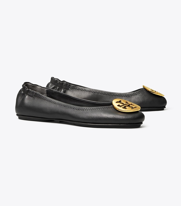 TORY BURCH MINNIE TRAVEL BALLET - Perfect Black/Gold - Click Image to Close