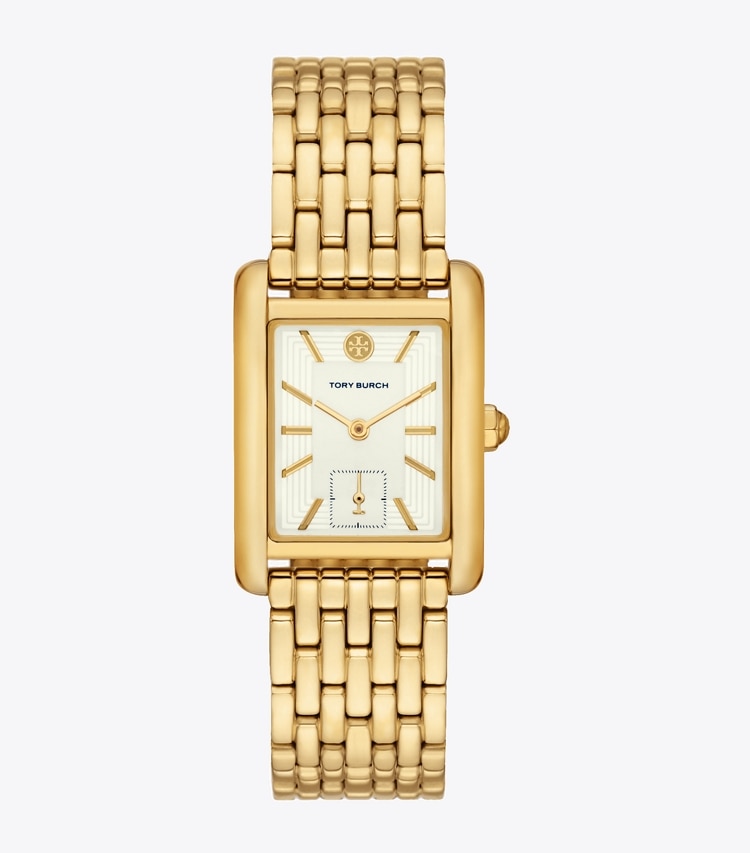 TORY BURCH ELEANOR WATCH, GOLD-TONE STAINLESS STEEL - Ivory/Gold - Click Image to Close