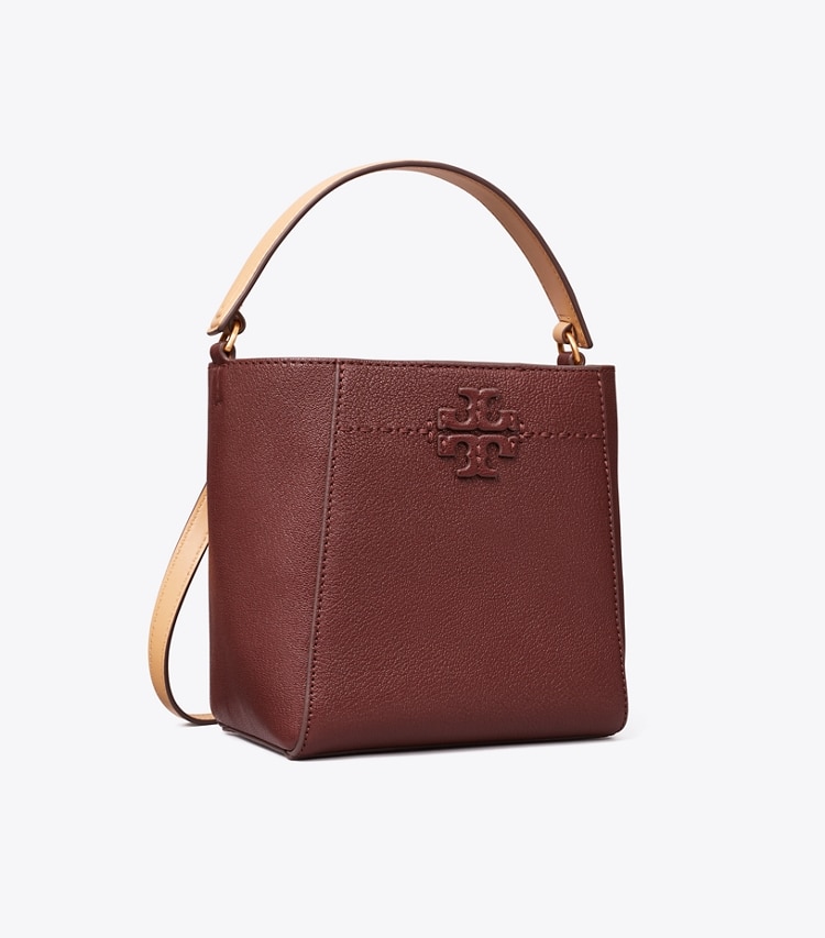 TORY BURCH SMALL MCGRAW TEXTURED BUCKET BAG - Muscadine