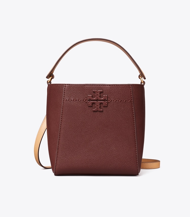 TORY BURCH SMALL MCGRAW TEXTURED BUCKET BAG - Muscadine