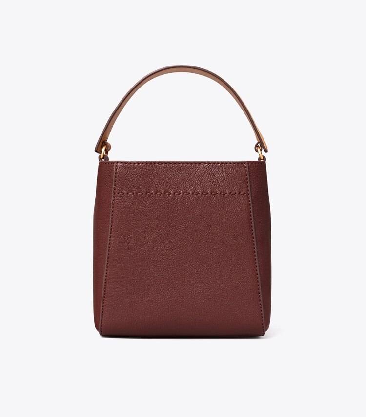 TORY BURCH SMALL MCGRAW TEXTURED BUCKET BAG - Muscadine