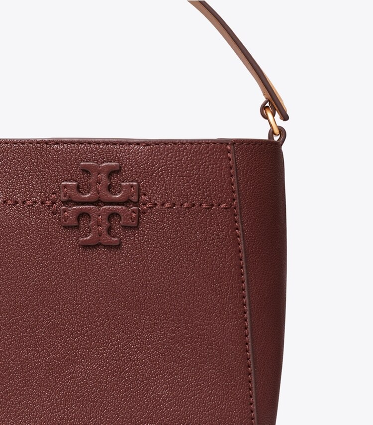 TORY BURCH SMALL MCGRAW TEXTURED BUCKET BAG - Muscadine