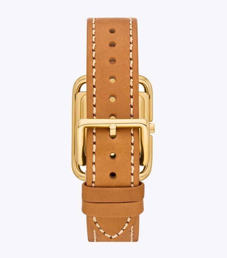 TORY BURCH MILLER WATCH, LEATHER/GOLD-TONE STAINLESS STEEL - Ivory/Cammello