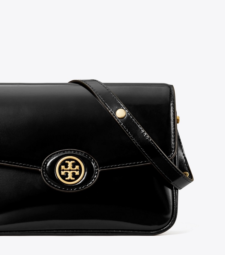 TORY BURCH ROBINSON SPAZZOLATO CONVERTIBLE SHOULDER BAG - Black