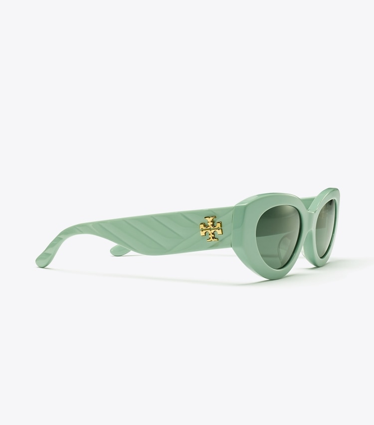 TORY BURCH KIRA CAT-EYE SUNGLASSES - Solid Mint/Solid Grey