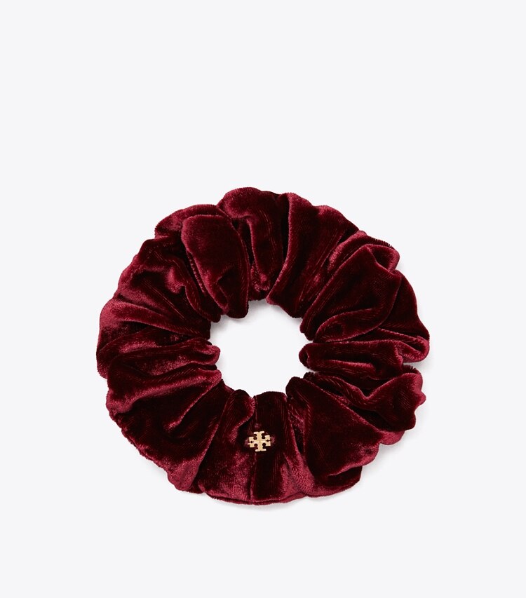 TORY BURCH VELVET SCRUNCHIE - Burgundy - Click Image to Close