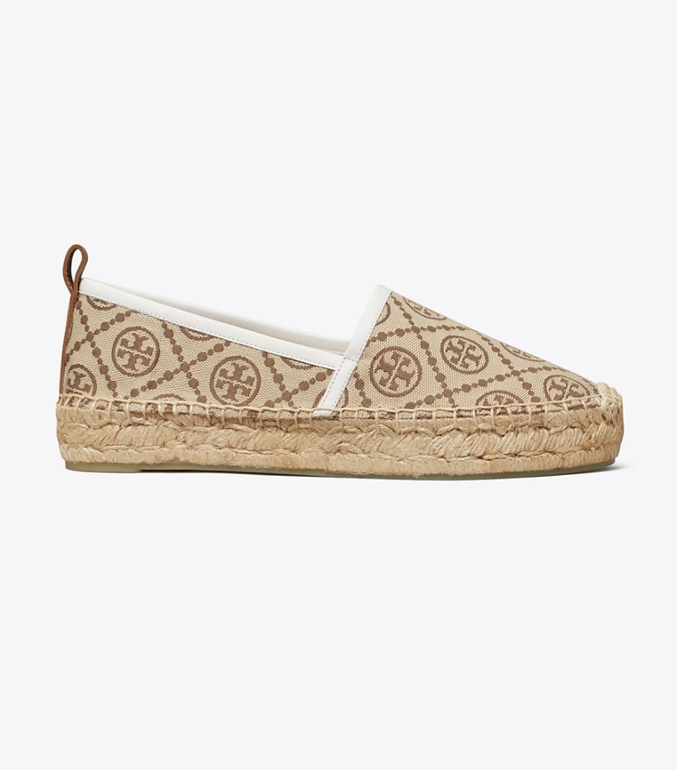 TORY BURCH T MONOGRAM PLATFORM ESPADRILLE - Hazelnut Logo Jacquard / New Ivory