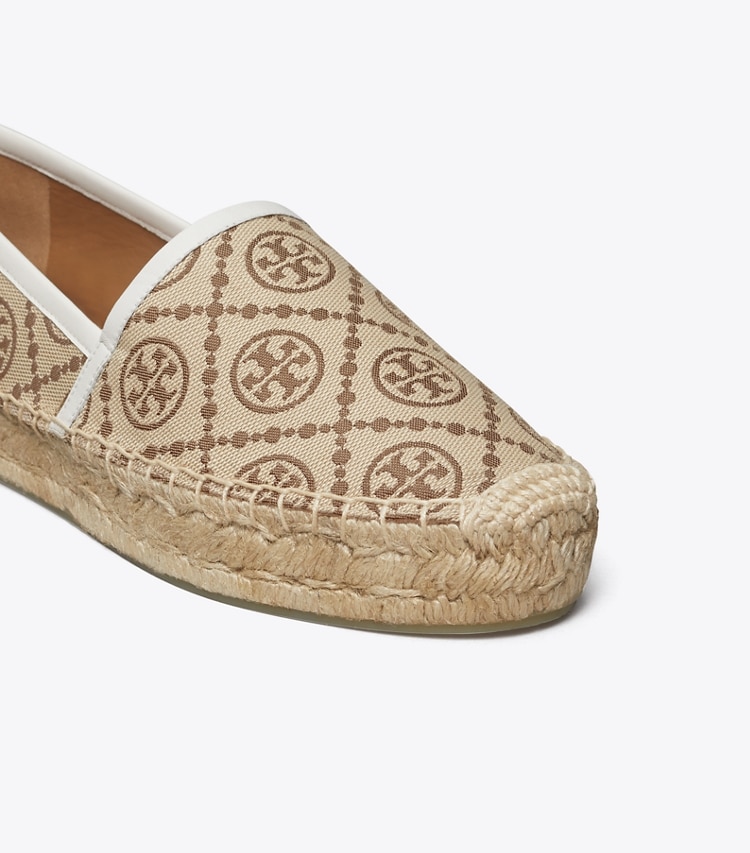 TORY BURCH T MONOGRAM PLATFORM ESPADRILLE - Hazelnut Logo Jacquard / New Ivory