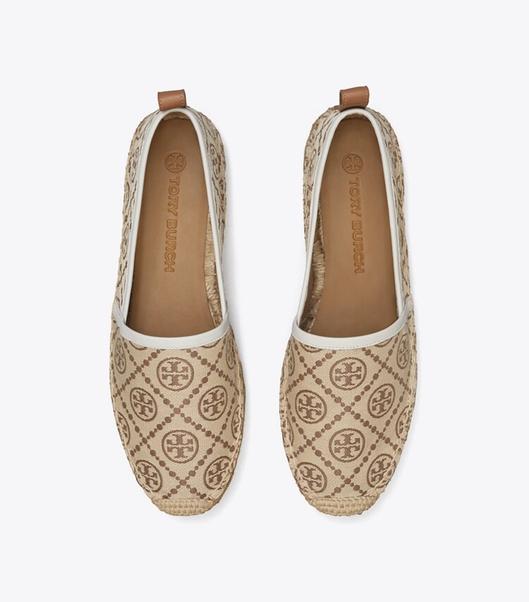 TORY BURCH T MONOGRAM PLATFORM ESPADRILLE - Hazelnut Logo Jacquard / New Ivory