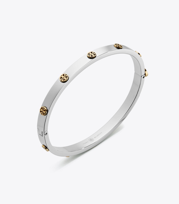 TORY BURCH MILLER STUD HINGE BRACELET, 5MM - Tory Silver / Tory Gold