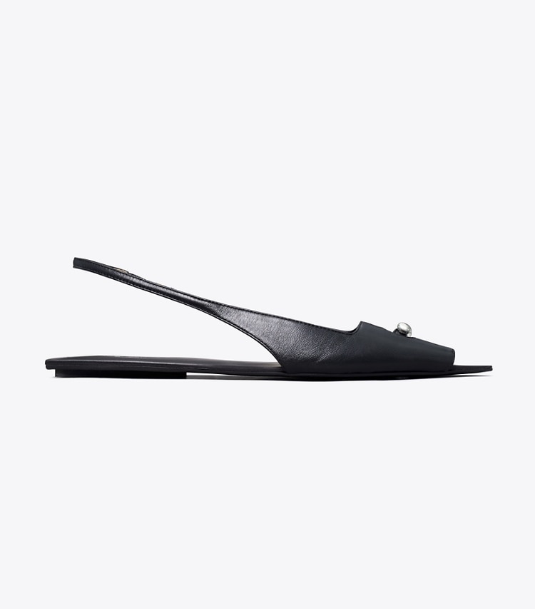 TORY BURCH PIERCED SLINGBACK - Perfect Black / Perfect Black / Silver